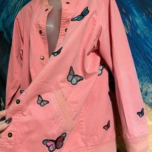 Pink Purple Washed Multi Butterfly Jacket